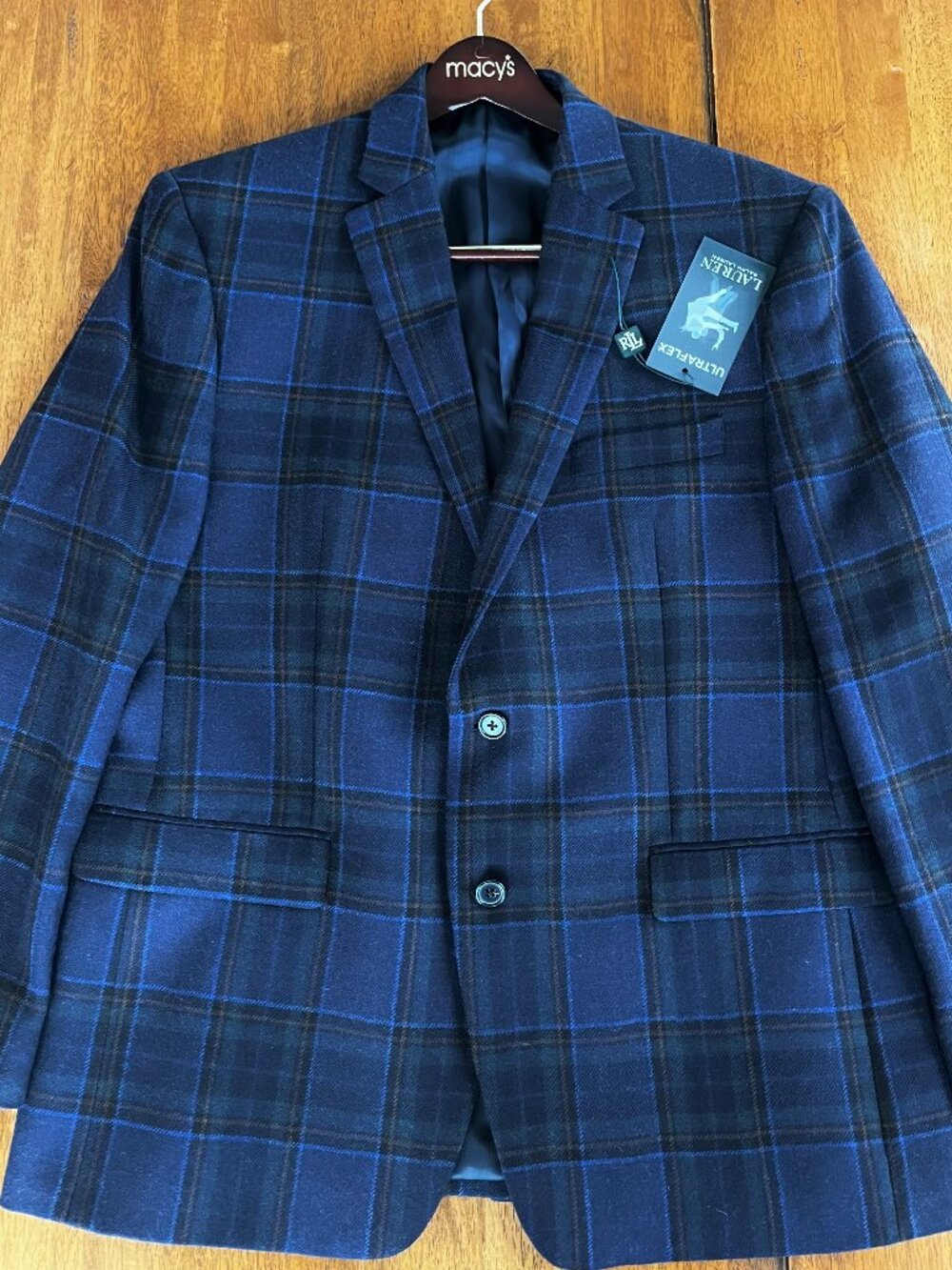 Lauren Ralph Lauren NWT Lexington Ultraflex Blue Plaid Sport Coat 44REG